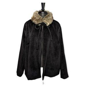 Mark Zunino Black Cape Jacket w/ Faux Fur Collar Long Sleeves Size 1X